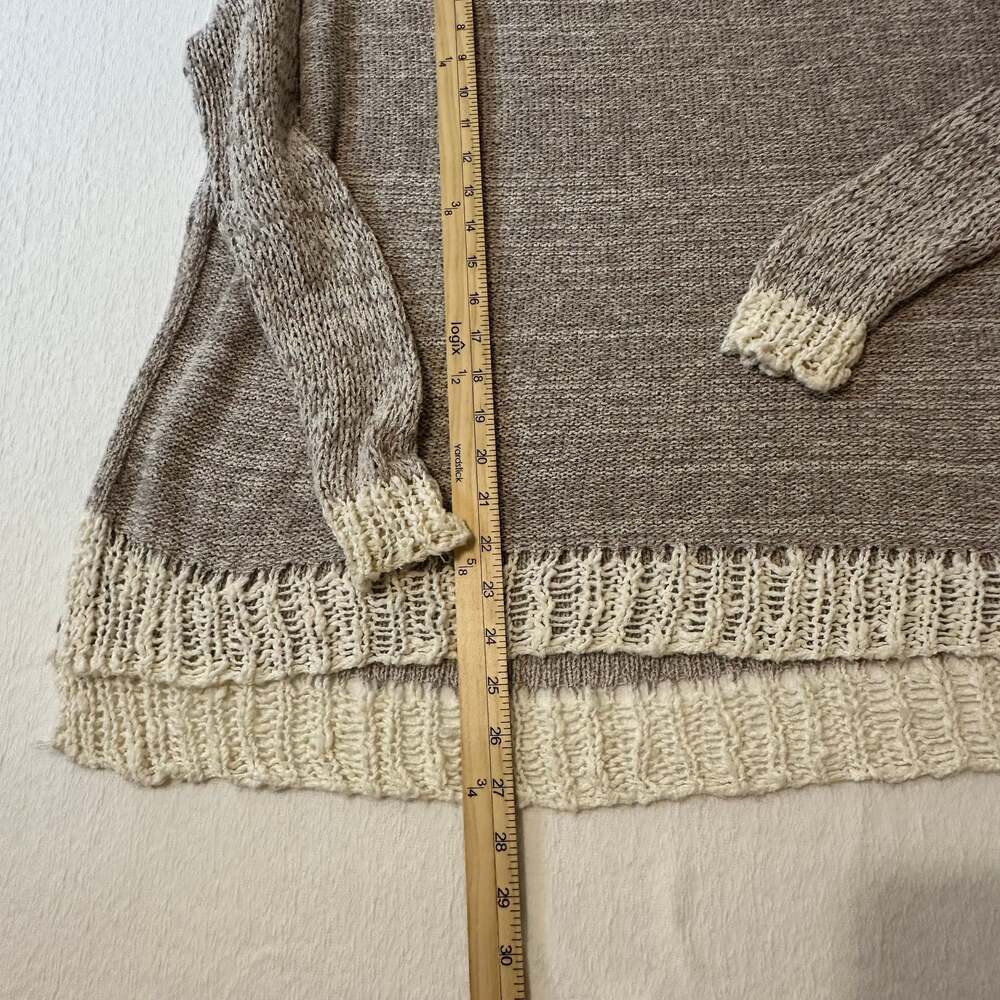 Free People Womens S Haiku Sweater Knit Crochet Trim Beige Ivory Boho - Picture 6 of 8